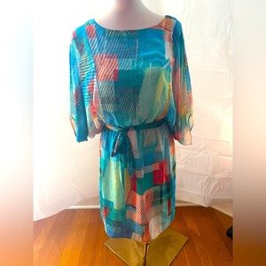 Robbie Bee Multicolor Geometric Midi Dress